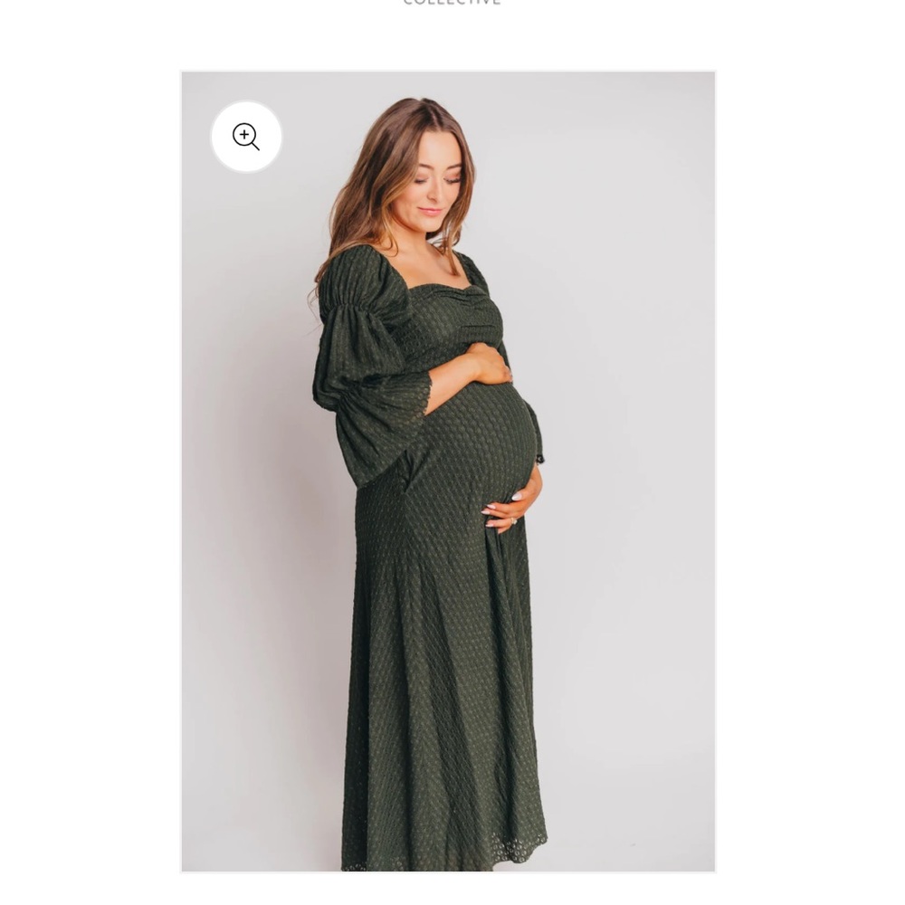 Lg - Corrine Tiered Sleeve Maxi Dress w Pockets Bump Friendly- Worth Collective
